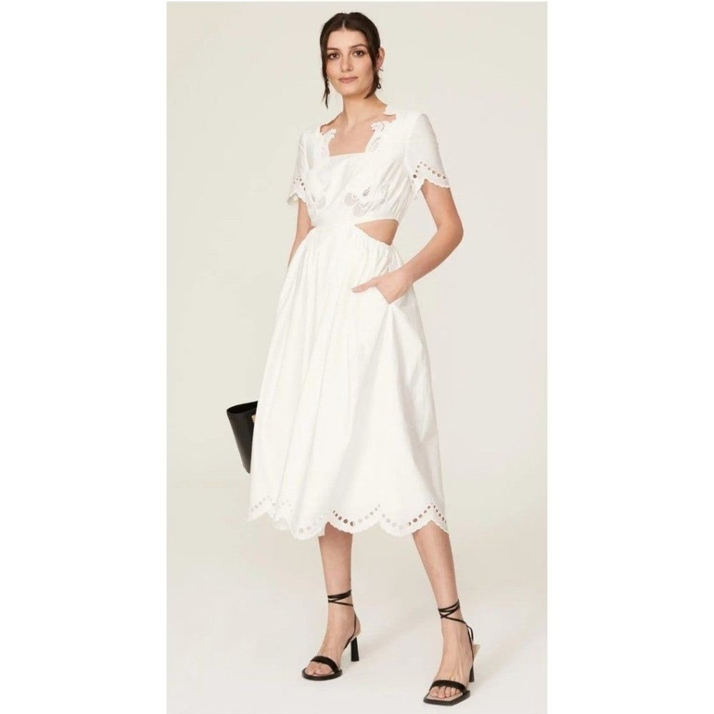 Self-Portrait White Midi Dress